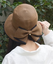 配色ライン雑材ＵＶハット(Ｄブラウン-F)