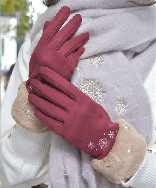 雪刺繍×パールファー手袋【期間限定価格】 | axes femme | axes 雪刺繍×パールファー手袋【期間限定価格】 | axes femme | axes