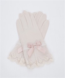 レースフリルＵＶショート手袋(生成り-F)