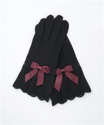 レースフリルＵＶショート手袋(黒-F)