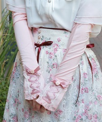 レースアップＵＶロング手袋(ピンク-F)