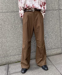ストレッチストレートパンツ(茶-M)