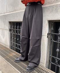 ストレッチストレートパンツ(黒-M)