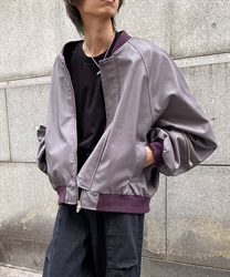 袖デザインブルゾン(パープル-F)