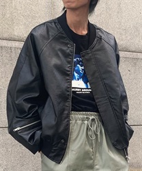 袖デザインブルゾン(黒-F)