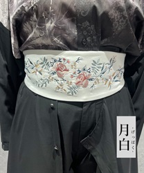 薔薇刺繍帯ベルト(月白-F)