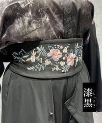 薔薇刺繍帯ベルト(漆黒-F)
