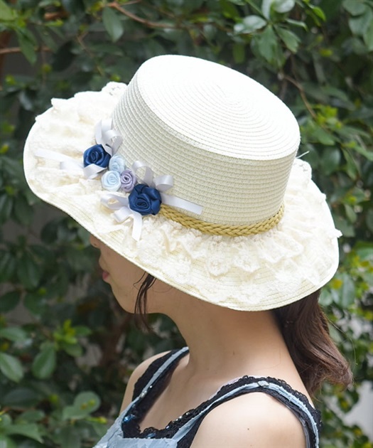 巻き薔薇レース雑材カンカン帽【期間限定価格】 | outlet | axes 巻き薔薇レース雑材カンカン帽【期間限定価格】 | outlet | axes