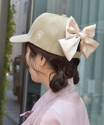 ロゴ刺繍バックリボンキャップ(ベージュ-F)