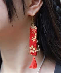 桜×タッセルピアス(真紅-F)