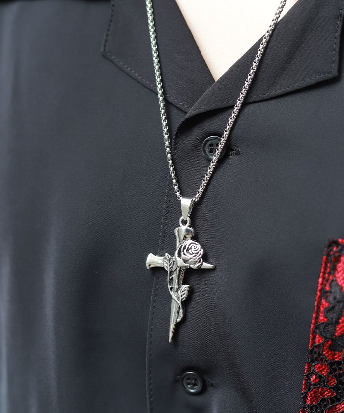 薔薇×十字架ネックレス | REZEN | axes femme online shop 薔薇×十字架ネックレス | REZEN | axes femme online shop
