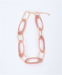 オーバルアクセントネックレス【期間限定価格】(ピンク-F)