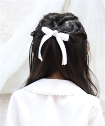 レース×リボンヘアゴムセット(白-F)
