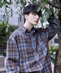 【セレクト】チェックＢＩＧネルシャツ【WEB限定価格】(サックス-F)