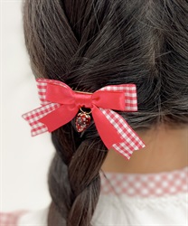 kidsいちごチャームヘアクリップ(赤-F)