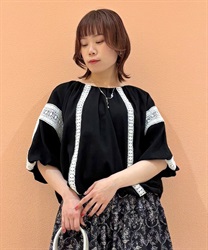 レース使いバルーンプルオーバー(黒-F)