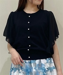 シフォンスリーブニットプルオーバー(黒-F)