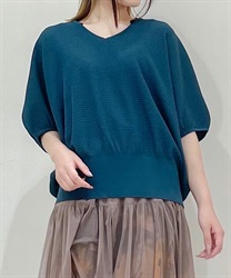 Ｖネックビッグニットプルオーバー(Ｄグリーン-F)