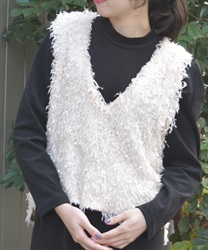 フリンジジャカードベスト(生成り-F)