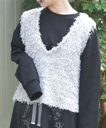 フリンジジャカードベスト(グレー-F)