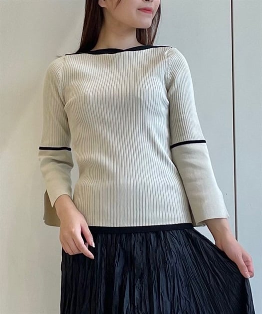 リブ配色ニットトップス | outlet | axes femme online shop リブ配色ニットトップス | outlet | axes femme online shop