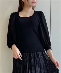 シフォンスリーブニットプルオーバー(黒-F)