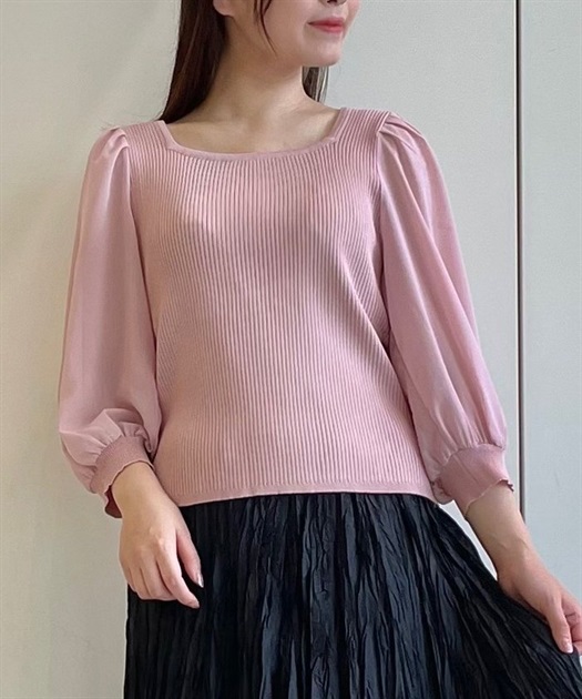 シフォンスリーブニットプルオーバー