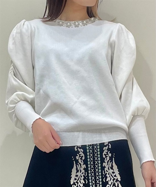 ビジュー変形スリーブニット | outlet | axes femme online shop