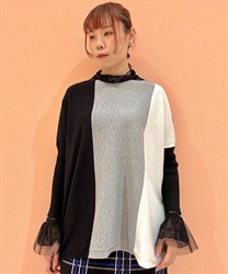 配色ニットプルオーバー