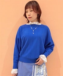 ストライプニットドルマン(ブルー-F)