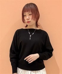 ストライプニットドルマン(黒-F)