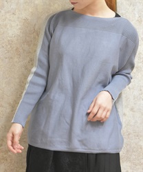 バイカラーニットチュニ(ブルー-F)