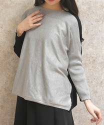 バイカラーニットチュニ(黒-F)