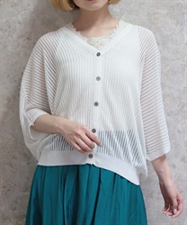 メッシュドルマンカーディガン(白-F)