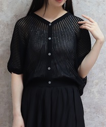 メッシュドルマンカーディガン(黒-F)