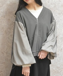 チュール切替カーデ(チャコール-F)