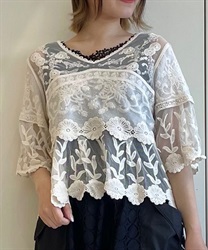 チュール刺繍レースプルオーバー(Ａ-F)