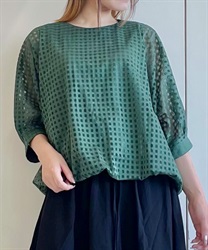 格子柄バルーンレースプルオーバー