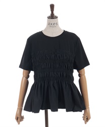 シャーリング異素材切替プルオーバー(黒-F)