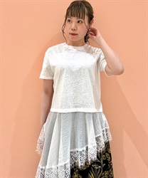 裾アシメレース使いＴシャツ(白-F)