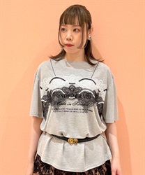 レース使いＴシャツ(グレー-F)