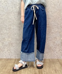 裾切替デニムパンツ(インディゴ-F)