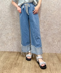 裾切替デニムパンツ(ウォッシュ-F)
