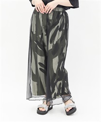 総柄シアー重ねパンツ(カーキ-F)
