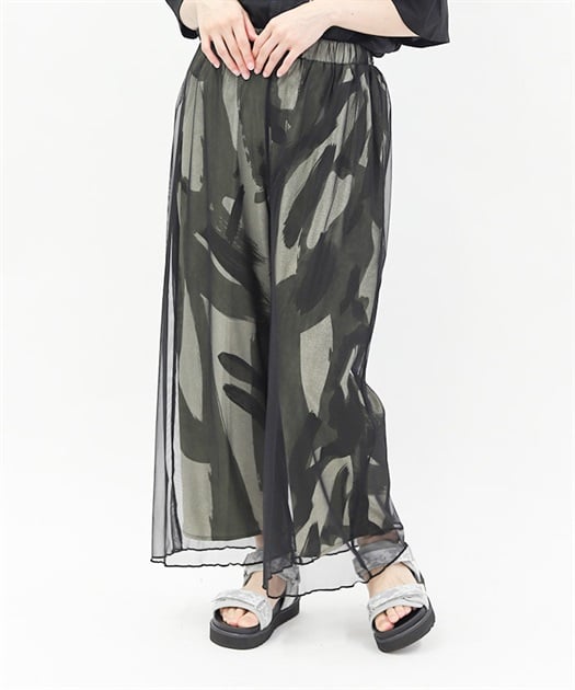 総柄シアー重ねパンツ