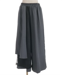 アシメ異素材レイヤードパンツ(チャコール-F)