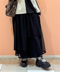 メッシュ重ね変形パンツ(黒-F)