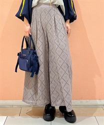 エスニック柄レースパンツ(パープル-F)