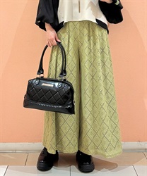 エスニック柄レースパンツ(イエローグリーン-F)