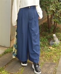 サイドプリント切替フレアパンツ【期間限定価格】(紺-F)